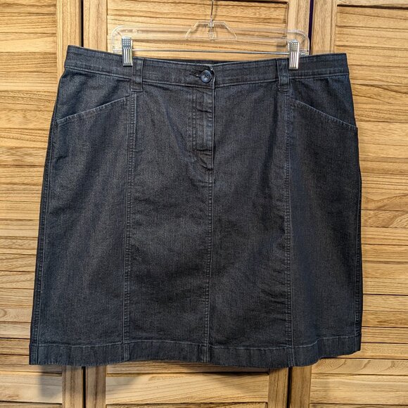 L.L. Bean Dark Denim Skirt Size 18W - Picture 1 of 12